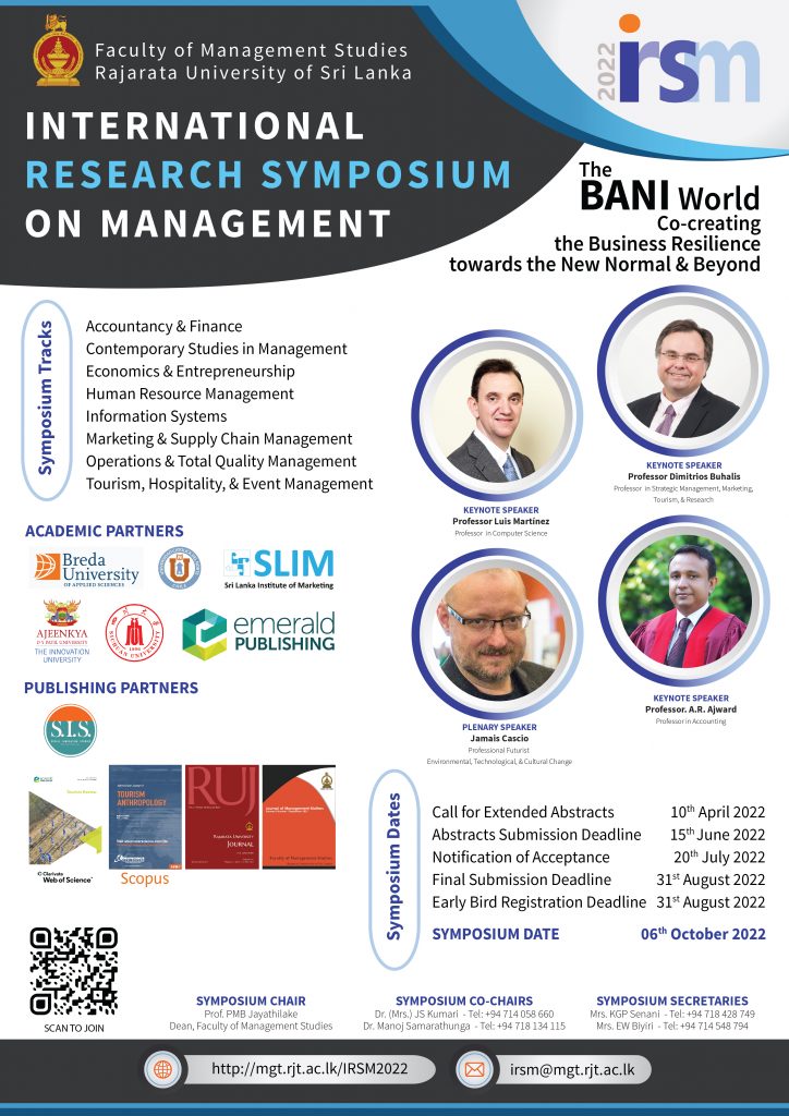 International Research Symposium on Management (IRSM) 2022 - Rajarata University of Sri Lanka